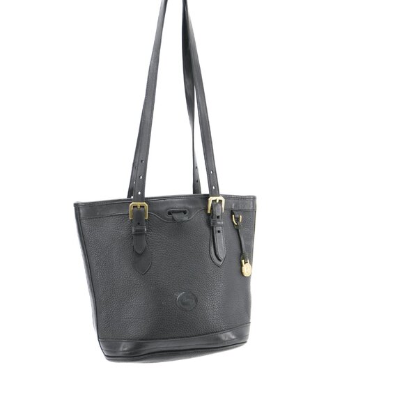 Dooney & Bourke Vintage Black Bucket Tote 90s Purse All Weather Leather Shoulder - Picture 11 of 13
